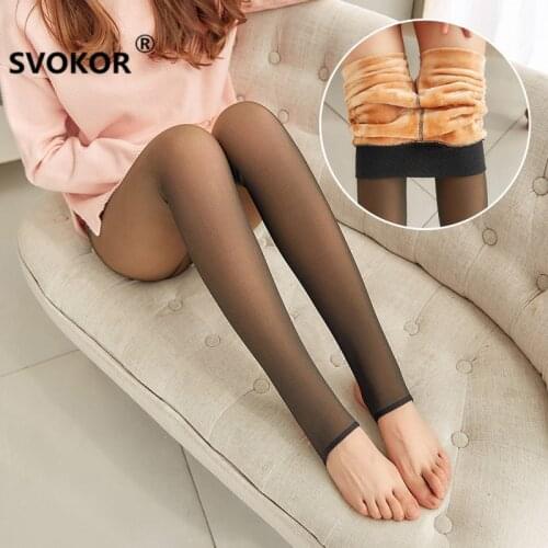 SVOKOR Winter Leggings Thick Legins Women Through The Meat Warm Pants Womens Leggings Warm Mesh Leggins For Womens