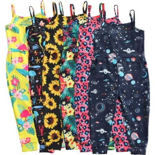 Citgeett Summer Lovely Kids Girls Jumpsuits Flowers/Cartoon Printed Strapless Rompers Outfits Clothes