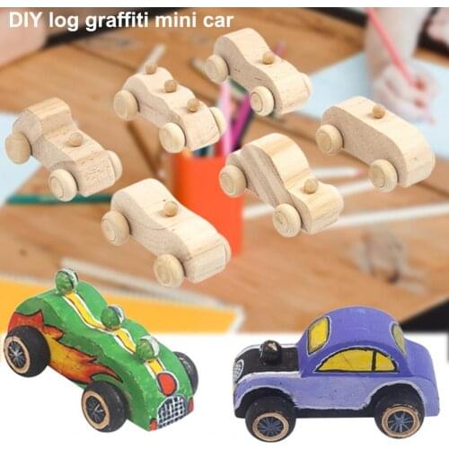 6Pcs Car Model High Imitation Intellectual Development without Burrs DIY Wooden Car Model Toy for Children