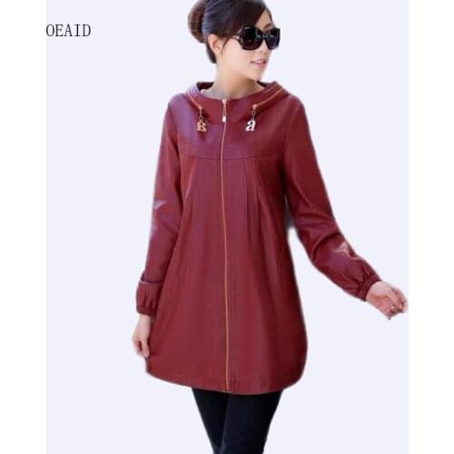 Plus Size XL 2XL 3XL 4XL 5XL Womens Leather Jacket Female Leather Coat Women 2019 Spring Long Jackets Ladies Coats Outerwear
