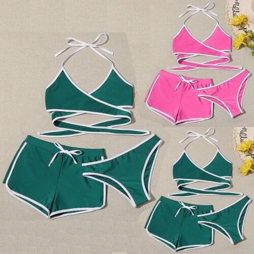 New Sexy Three Pieces 2021 Summer Women Set Fashion Swimwear Push Up Beachwear High Waist Bikini Mujer Set Maillot De Bain Femme