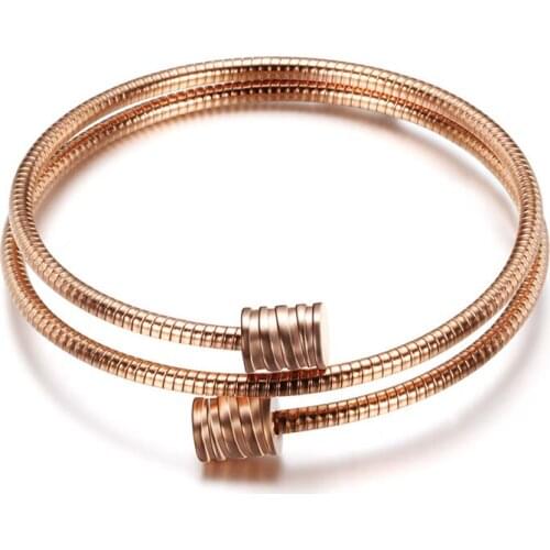 New Fashion Simple Adjustable Double Layer Cable Wire Titanium Stainless Steel Bracelet Bangle For Women