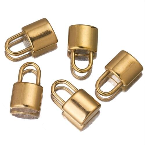 5Pcs/lot Stainless Steel Rose Gold Lock Pendant Floating Charms for Diy Necklace Bracelet Jewelry Earring Making Wholesale Bulk