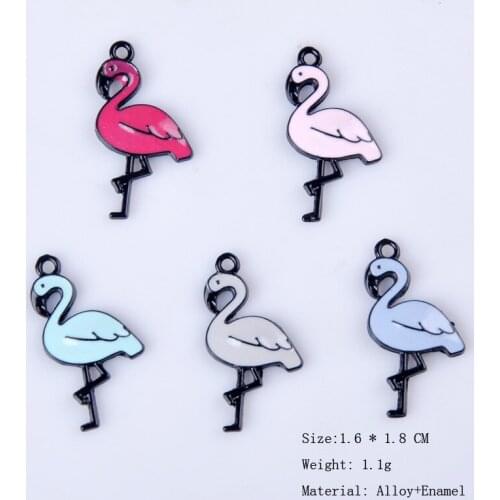10pcs Flamingo charms and pendants jewelry accessories, DIY manual hair material mobile phone shell stick Swan alloy fittings