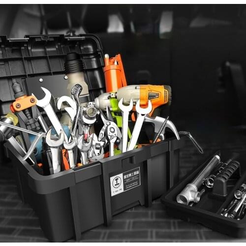 Potable Multifunction Tool Case Impact Resistant Protective Black Tool Box Hardware Suitcase Porta Attrezzi Home Repair DK50TB