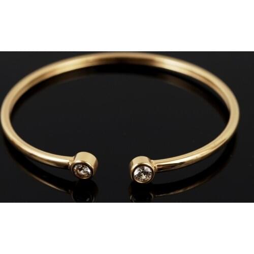 Luxury Stainless Steel Rhinestones Bangles Bracelets Opening Adjustable Bracelet For Women Men Couple Wedding Jewelry Gift