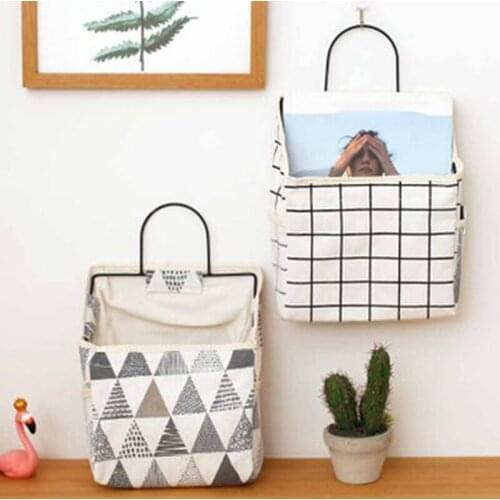 Lattice Hanging Storage Bag Bedside Storage Organizer Dorm Room Phone Book Magazine Storage Bag Holder With Hook Bed Pocket