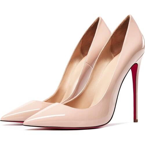 New Red Bottom Shoes Sexy Women Quality Genuine Leather High Heeled shoes Wedding Pointed Toe Stilettos Women Shoe Spring Summer