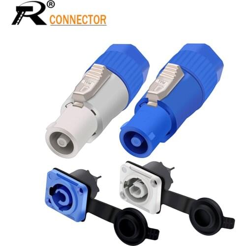 In/Out Waterproof 20A PowerCON Power Panel Mount Adapter True Locking Cable Connector IP65 Aviation flame retardant connector