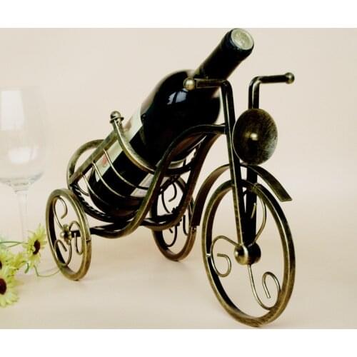 1PC Red wine vintage wine holder Wine tricycle ornaments display metal crafts wine rack hot selling KI 2053