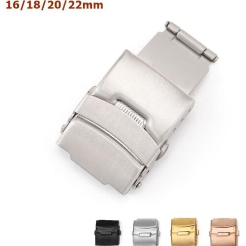 Stainless Steel Watch Clasp Folding Buckle with Safety Push Button Strap Metal Folding Clasp Accessories 16mm 18mm 20mm 22mm