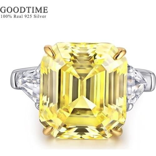 Luxury Ring For Women Pure 100% 925 Sterling Silver Light Golden High Carbon Gemstone Wedding Ring Bridal Jewelry Accessories