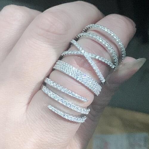 Handmade Lady Statement ring 925 Sterling silver Pave AAAAA cz Engagement Wedding Rings for women Bridal Fashion Party Jewelry