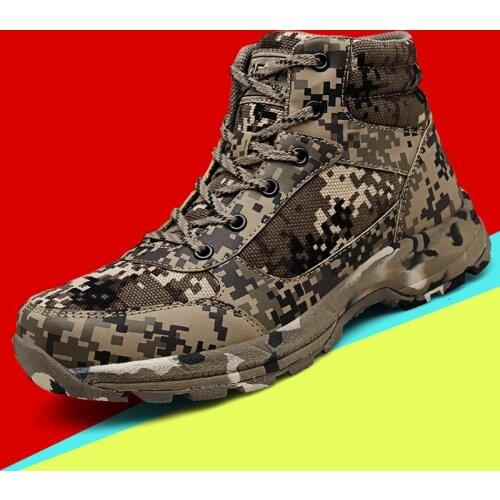 Winter Men Women Camouflage Hiking shoes Outdoor anti-skid Wear resistant warm high top tactical boots camping climbing sneakers