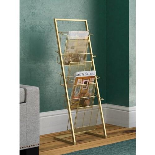Zq Household Floor Magazine Rack Storage Rack Books and Newspapers Brochure Display Frame Bookshelf the Newspaper Stand