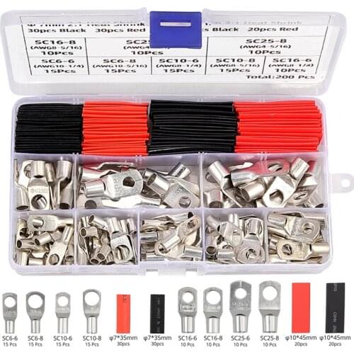 100Pcs Cable Lug Terminal Connector Heat Shrink Tube Tinned Copper Electrical Wire Welding Terminals Cable Crimp Connectors