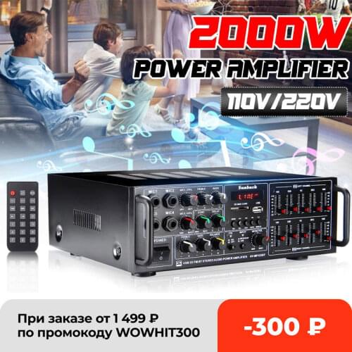110/220V 2000W USB SD AMP FM DVD AUX with Remote Control Support 4 Way Microphone Input bluetooth Amplifier Audio Stereo Digital