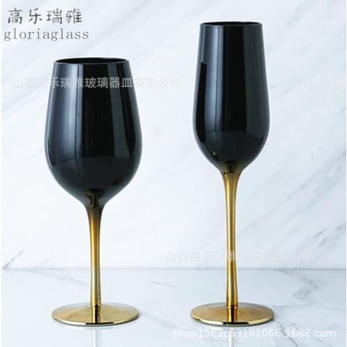 2021 blown glass goblet innovative new gold plated black wine goblet champagne goblet