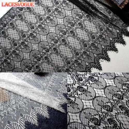 3meters/lot 70cm Black,White Eyelash Lace fabric Handmade DIY Garment needlework sewing accessories Dress clothing material 311