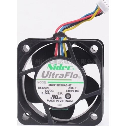 Nidec U40G12BS8A5-57 A06 DC 12V 0.54A 40x40x20mm 4-wire Server Cooling Fan