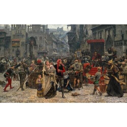 Free shipping wall art decoration picture classical figure City after the war landscape oil painting canvas prints on canvas
