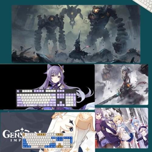 Genshin Impact Large Mouse Pad Anime Barbara Keqing Computer Mousepad Anti-slip Rubber Gaming Mat For Keyboard Keycaps