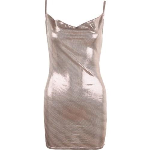 C1629 Spring summer 2020 new women fashion sexy temperamen slim glitter shoulder straps dress cheap wholesale