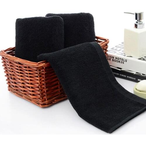 Black Towel Cotton Soft Face Towel Hotel Bathroom Beauty Parlor Home Strong Water Absorption Washcloth Kitchen Towels