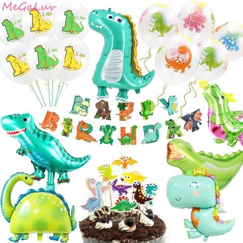 Dinosaur Party Decorations Balloons Happy Birthday Banner Jungle Party Boys Kids Birthday Party Favors Baby Shower Air Balloon