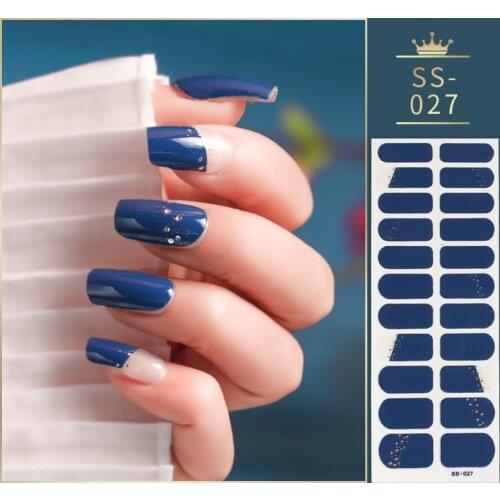 Elegant Blue Nail Stickers Fashion Full Cover Nail Polish Stickers Nail Decoration Nail Art Accessories Stickers for Nails