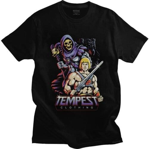 Vintage He-Man And The Masters Of The Universe T Shirt Men Short Sleeved Cotton T-shirt Streetwear Graphic Anime Tee Tops Merch