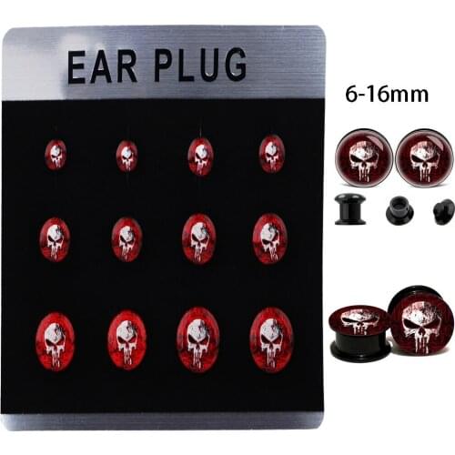 JUNLOWPY Acrylic Body Jewellery 60pcs Internally Threaded Flesh Tunnels Screw Black Logo Ear Plug Gauge Expander Piercing 6-16mm
