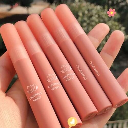 Chestnut Velvet Lip Gloss Waterproof Liquid Lipstick Long Lasting Nude Lipstick Glaze Red Lip Tint Cosmetics Beauty Makeup