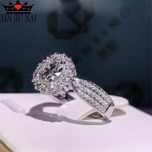 Silver 925 ring elegant female garland ring zircon anniversary jewelry high quality diamond fine crystal wedding engagement