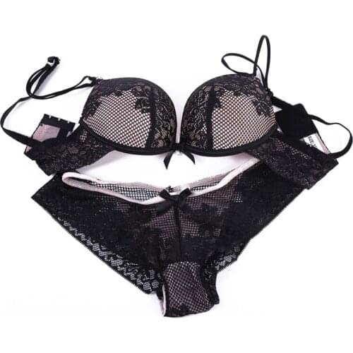 Fashion Sexy Lace Bra Set Cotton Soft Embroidery Female Underwear Push Up Bra + Briefs Sets B C Cup