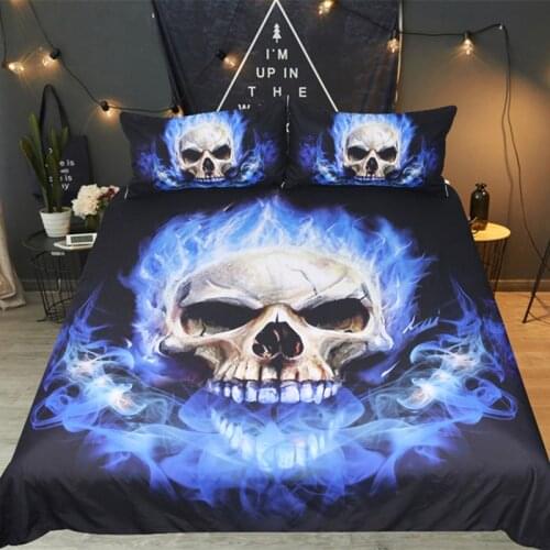 Fanaijia sugar skull Bedding Sets queen size 3d Blue fire Skull duvet cover set Bed bedline twin bed sets Home