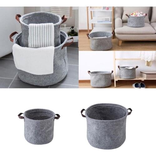 Felt Dirty Clothes Basket Storage Foldable Laundry Basket Sundries Basket Clothes Organizer for Home Office Grey
