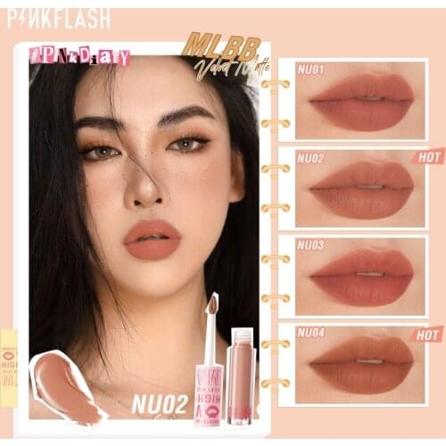 PINKFLASH Matte Velvet Lipstick Waterproof Silky Lip Gloss Sexy Red Lip Tint Cream Colorfu Long Lasting For Women Cosmetic QBMY