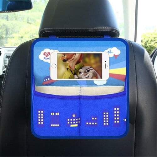 Cartoon Car Organizer Storage Bag Car Accessories Drink Cup Storage Holder Car Seat Organizer Bag Touch Screen Phone Pouch Stand