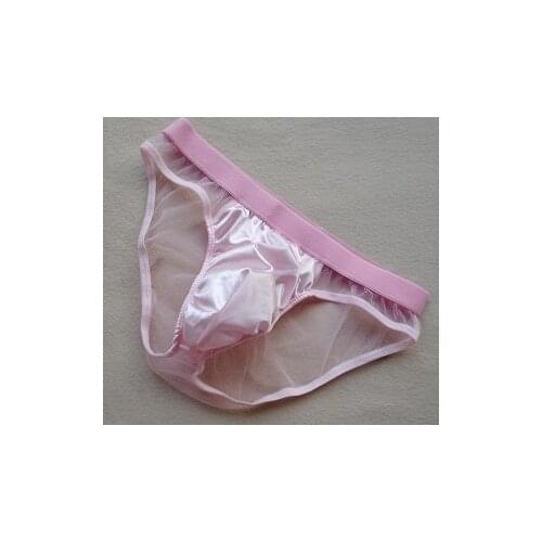 Mens sexy underwear low-waist male panties gauze colorful translucent panties briefs mesh breathable gay underwear