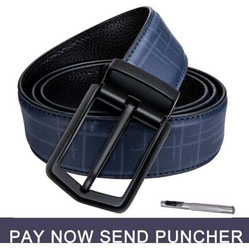3.3cm Width Business Designer Belts For Men 2019 Fashion Blue Brown Genuine Leather Belt Vintage Pin Buckle Belt Male Strap