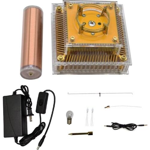 Music Tesla Coil Acrylic Base Shell Arc Plasma Loudspeaker Wireless Transmission Experiment Desktop Toy Model US Plug