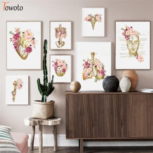 Skeleton Wall Art Viscera Clinic Wall Poster Canvas Painting Modern Decor Print Flower Organs Vintage Decoration Picture Art