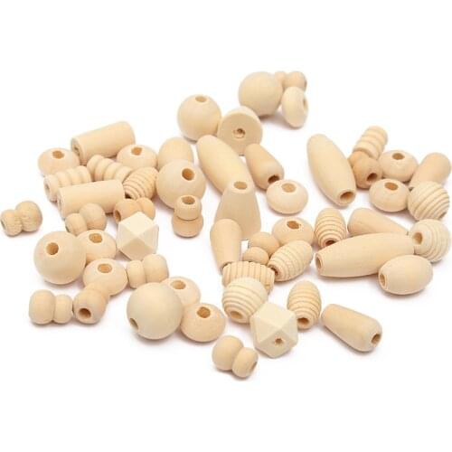 Natural Wood Geometric Beads Loose Spacer Unfinished For Charm Jewelry Necklace Making DIY Supplies