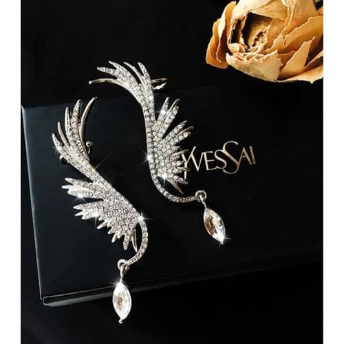 2020 New Angel wings Rhinestone Hanging Dangle exquisite Exaggerated Fashion Stud Earrings elegant Prevent Allergy Earrings