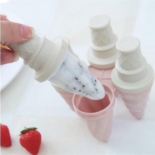 New 4pcs Summer Home DIY Ice Cream Mold Popsicles Mold Box Ice Cream Making Mold Mini Ice Cream Cone Mold Ice Lattice Bar Tool