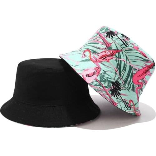 New Ins Fisherman Hats Women Pretty Printing Double-sided Wearing Sun Bucket Hat Lady Summer Outdoor Travel Folding Basin Hat