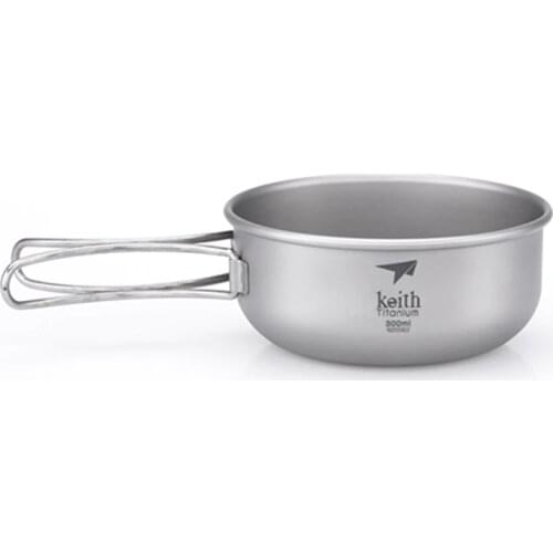 300ml Camping Titanium Bowls Fold Handles Rice Bowl Kitchen Cookware Soup Bowl Sauce Relish Rice Bowl Ti5323
