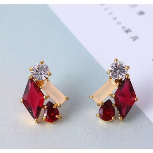 Simple fashion diamond rhombus red all-match earrings