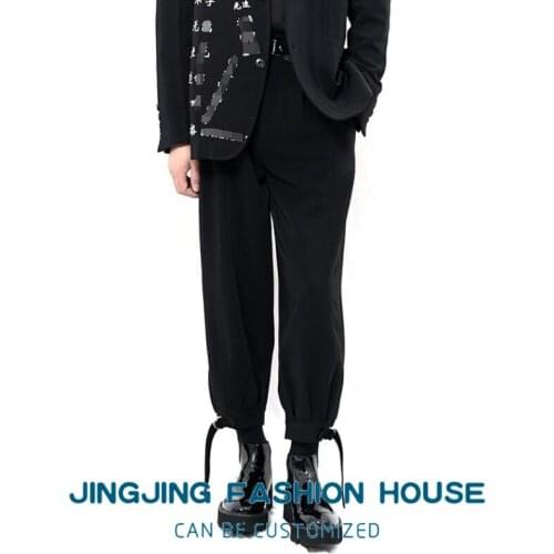 S-6XL!! Spring and Autumn 2021 Mens Casual Pants Nine Cent Pants Black Closed Hallem Pants